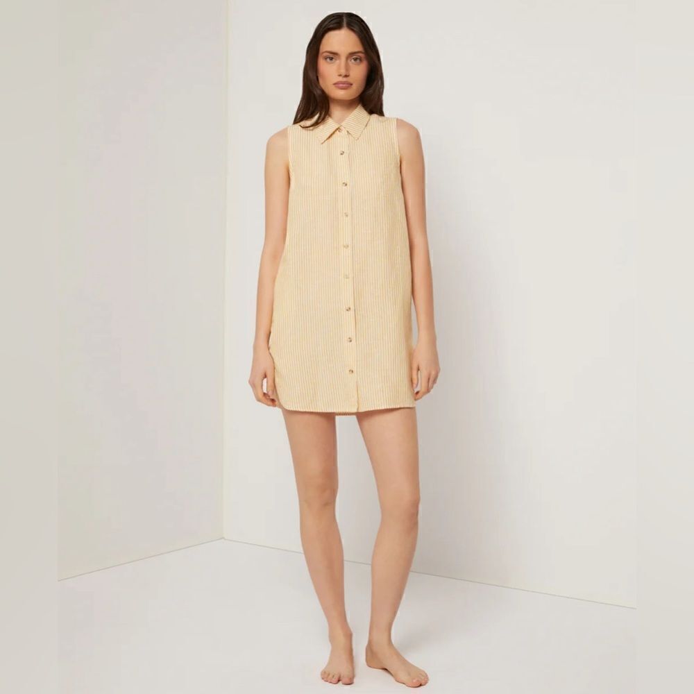NWT Onia Air Linen Sleeveless Shirtdress | Size small